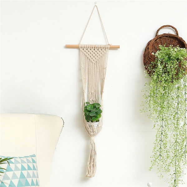 5 Types Plant Hangers, Macrame Wall Hanging Plant Holder Hanging Planter Wall  Art Vintage-inspired
