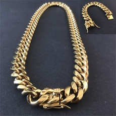 Steel, goldplated, Chain Necklace, Fashion
