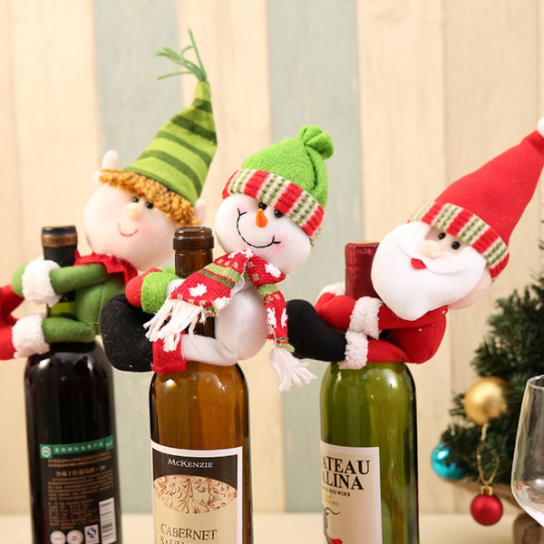 Santa Snowman Elf Wine Bottle Cover Table Party Decor Xmas Ornaments 