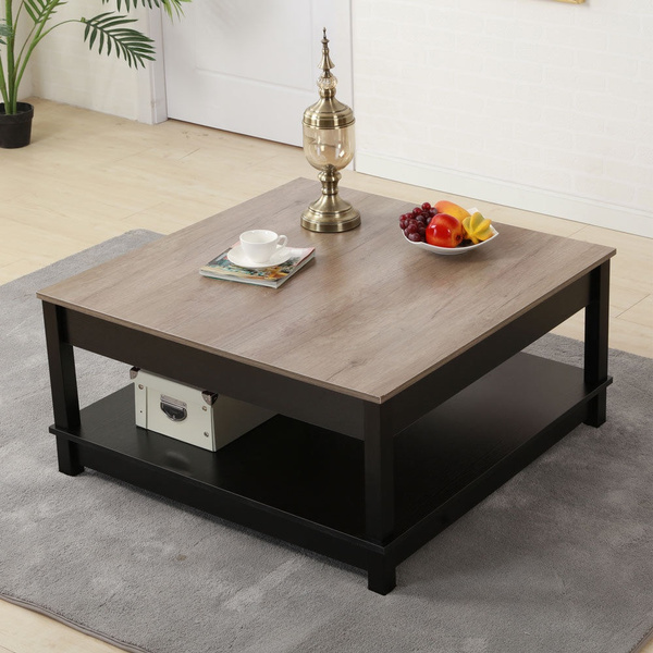 Modern Square Coffee Table with Storage