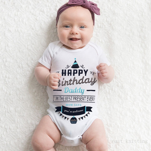 Happy Birthday Daddy Baby Onesie Cute Jumpsuit Adorable Daddys Birthday Baby Take Home Outfit Playsuit