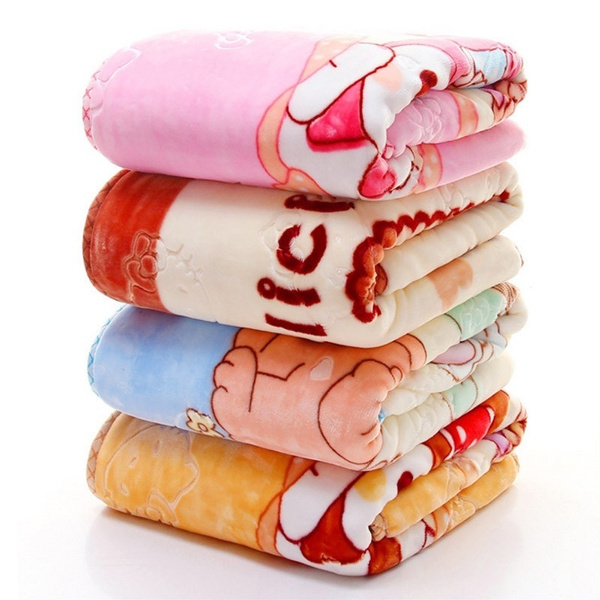 Hot Pink Lovely Cartoon Soft Flannel Thick Blanket Throw for Baby