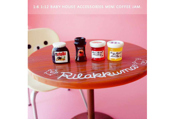 4Pcs 1/12 Dollhouse Miniature Accessories Mini Nutella Jam Coffee