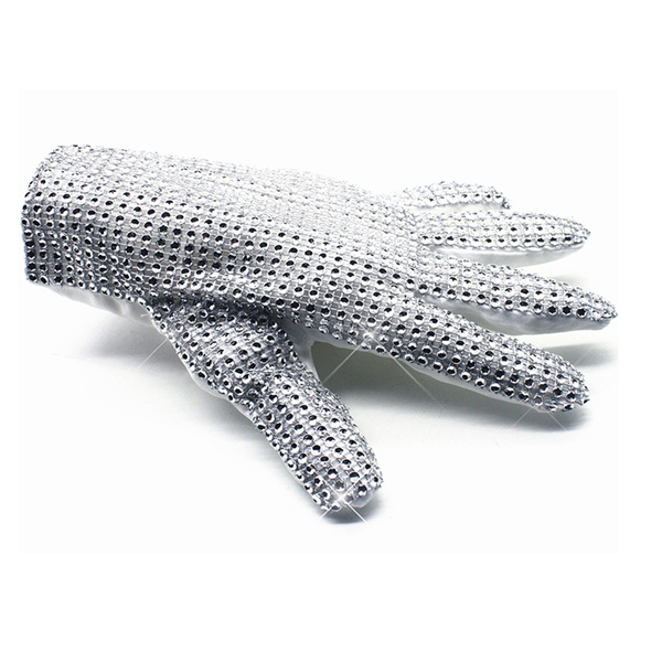 Michael Jackson Diamond Glove MJ Billie Jean Gloves Single Sided Crystal  Handmade Costumes Glove White