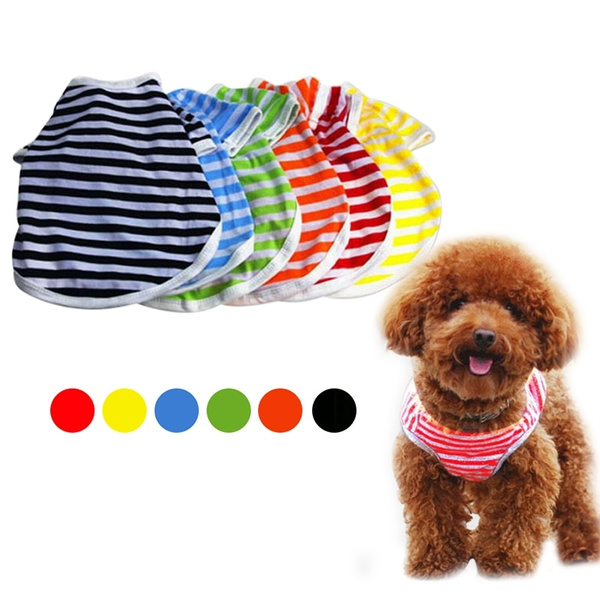Cotton Striped Dog Clothes Breathable Summer Vest Shirts For Teddy Dog