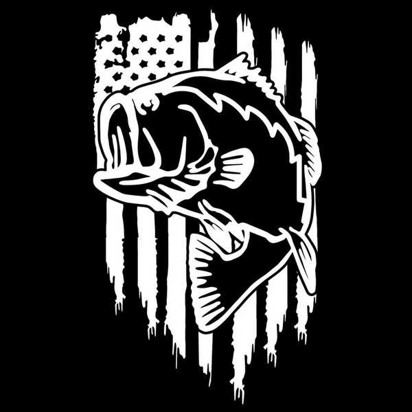 Bass fishing American flag Decal Sticker