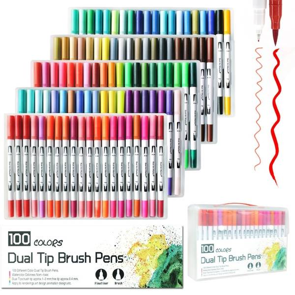Dual Tip Markers Markers for Adult Coloring Pens 100 Watercolor