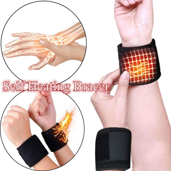 1 Pair Magnetic Self-Heating Therapy Wrist Brace Sports Protection Belt ...