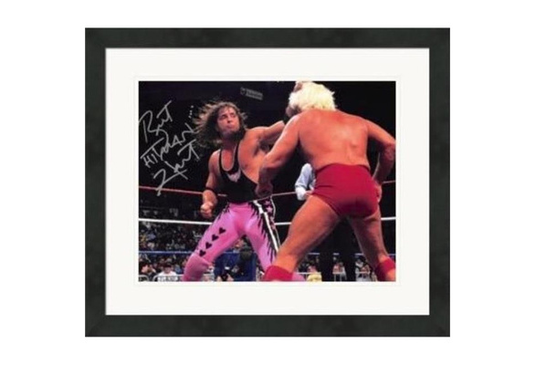 Autograph Warehouse 466765 8 x 10 in Bret Hart Autographed Hitman44; Wrestling Matted & Framed Photo SC1 