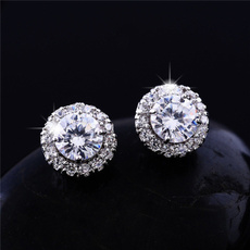 18K White Gold Round Cut White Topaz 0.25CT Diamond Stud Earrings Wedding Party Jewelry Gifts