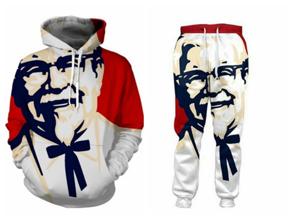 MenWomen 3D Print KFC Colonel Funny Sweatshirt Hoodies Jogging pants Sport Suit 