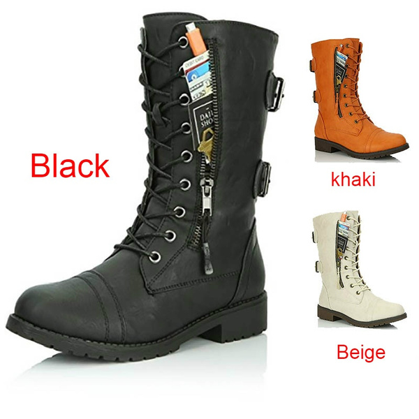 Combat boots flat sale