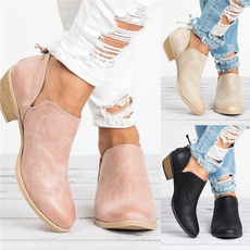 ankle boots, thickheel, leather, chunkyheel