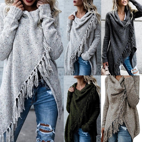 fringe shawl sweater