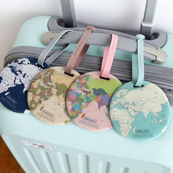Map Bag Tags Suitcase Label Boarding ID 