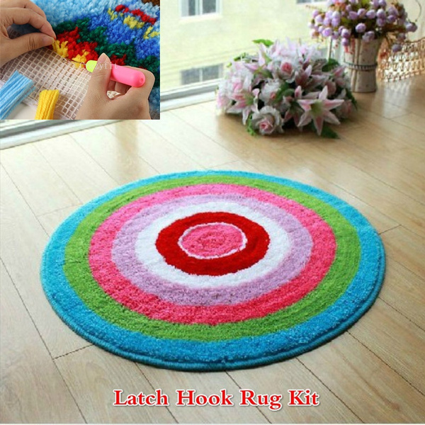 Many Circels Hook Rug Kit DIY Unfinished Crocheting Yarn Mat Latch