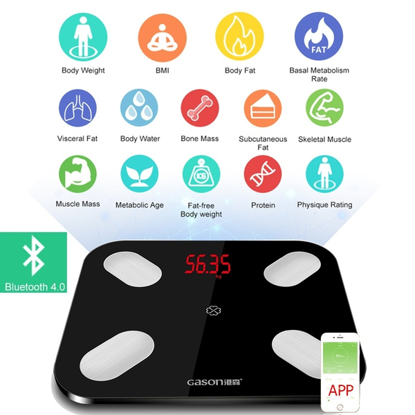 Bluetooth Smart Body Fat Scale with iOS and Android App, Including