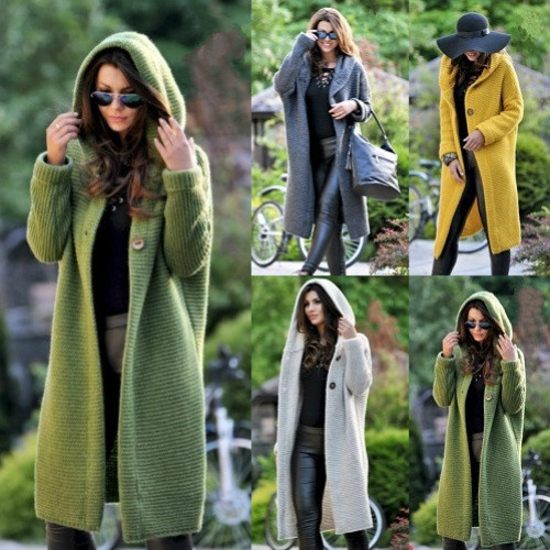 Hooded cardigan wool hot sale coat loose overcoat