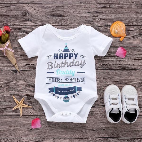 Feliz Cumpleanos Papa Letras Imprimir Baby Onesie Body Recien Nacido Bebe Nino Ninas Mameluco Mono Trajes Wish