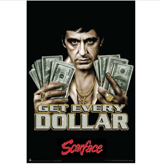 Scarface Dollar Bill Al Pacino Film Mini-Poster