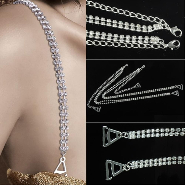 HOT Sexy Fashion Silver Color Crystal Rhinestone Bra Accessories