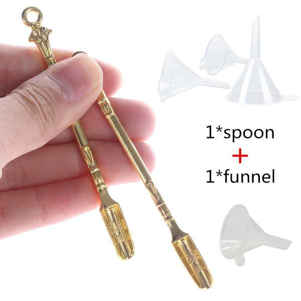 3 X Golden Metal Spoon Use for Sniffer Snorter Snuff Spoon Pendants 85MM RR