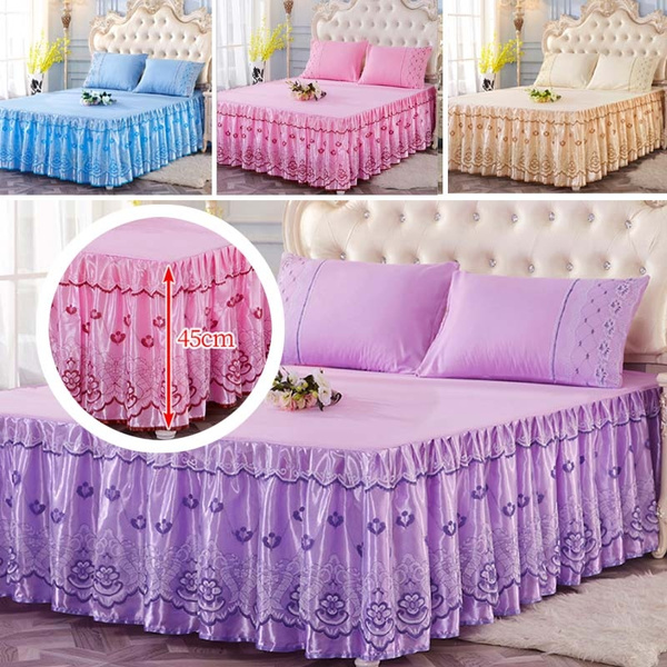 3Pcs/Set Bed Skirt Pillowcases Bedroom Bedding Twin Full Queen King Size