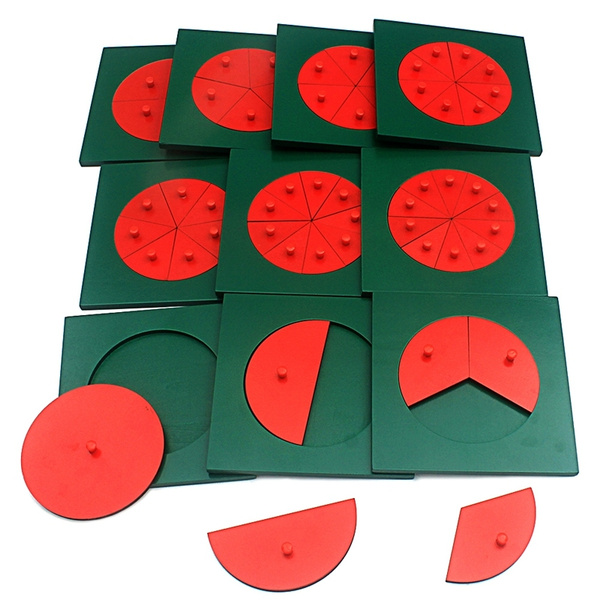 Kids Circular Fractions Counting 51pcs Preschool Montessori Education Math Toys 