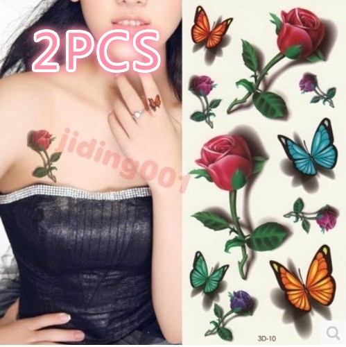 2PCS Sexy Design Waterproof Temporary Tattoo Stickers Butterfly 3d Tattoos  Eco-friendly Material Fake Tatoo | Wish