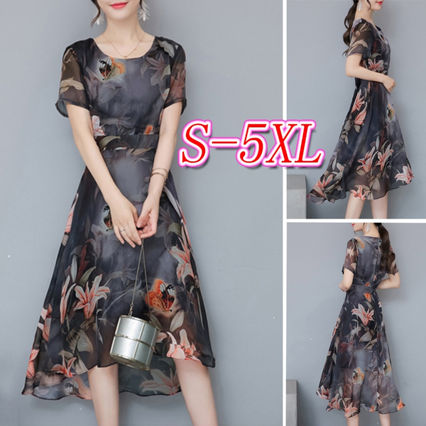 Round Neck Floral Hollow Out Printed 