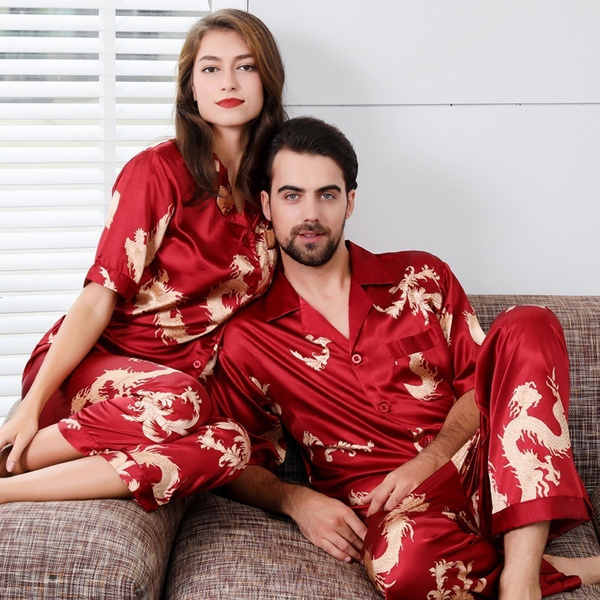 Mens Silk Satin Robe Couple, Mens Robe Dragon Silk