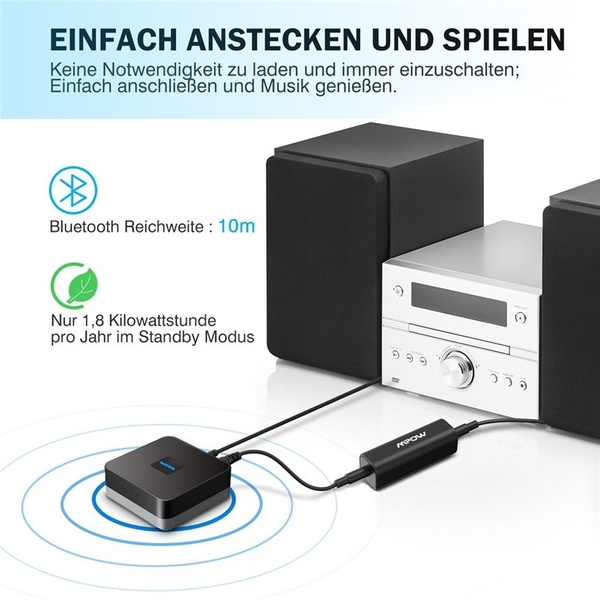 pow Bluetooth Empfänger drahtloser Audioadapter Receiver für Stereoanlage  Musikanlage Audio HiFi Lautsprecher Musikstreaming-Soundsystem mit AUX