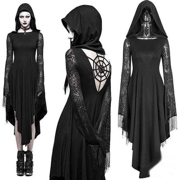 long black hooded dress