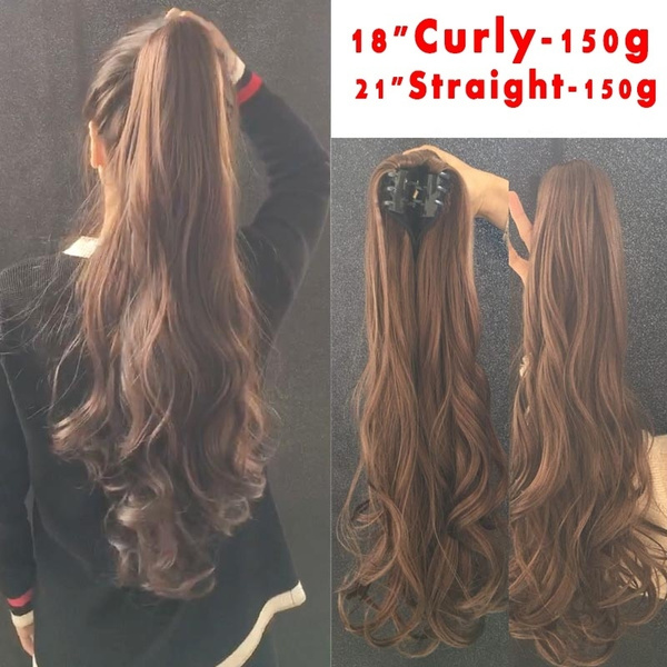 New 100CM Claw Clip Pony Tail Black Cosplay party Wig