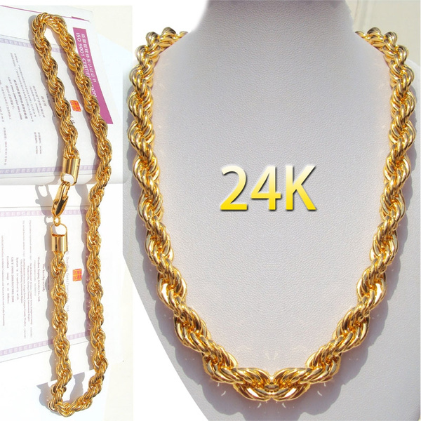 3mm Durable Statement Necklace Lifetime Jewelry Gold Rope Chain for Women & Men Up to 20X More 24k Real Gold Plating Than Other Pendant Necklaces Chains 16 to 30 inches