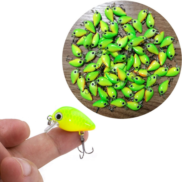 Garosa mini fishing lures, crankbait,5pcs 3cm 3D Holographic Eyes Mini  Fishing Lures Floating Micro Bass Bait Crankbait Treble Hook