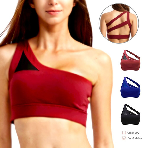 one shoulder yoga bra