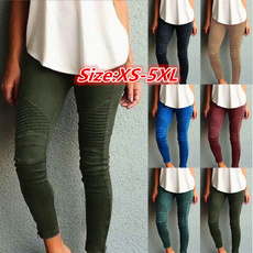 Women's Fashion Casual Slim Tight Elastic Pants Pure Color Jeans Leisure Trousers