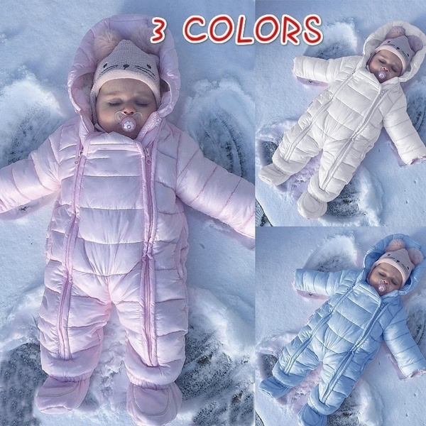 Newborn Baby Hooded Jumpsuit Infant Winter Kids Down Jacket Long