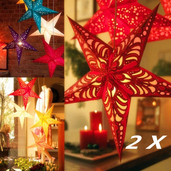 Xmas String Hanging Star Party Decoration Paper Christmas Tree Ornament 