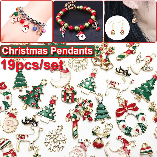 19Pcs Metal Alloy Mixed Christmas Charms Set Jewellery Pendants Decoration Xmas 