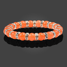 roundrhinestonebracelet, Charm Bracelet, Orange, prayerbracelet