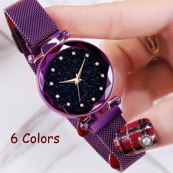 Luxury Starry Sky Women Watches Rose Gold Bracelet Rhinestones Quartz Ladies Watch Thin Steel Female Waistwatch