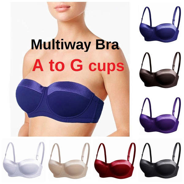 Women's Strapless Bra A-G 1/2 Cup Underwire Plus Size Balconette Bra with  Multiway Straps BS098