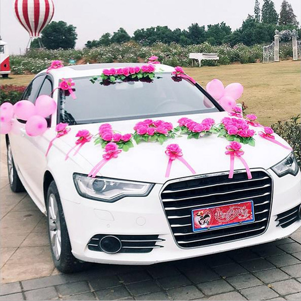 Pink LOVE Wedding Car Decorative Flower Car Decorative Flower Set  Decorative Flowers & Wreaths