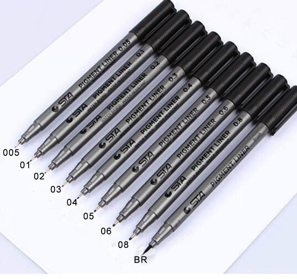 9pcs Line Drawing Pens - Different Line Width : In Drawing And Art