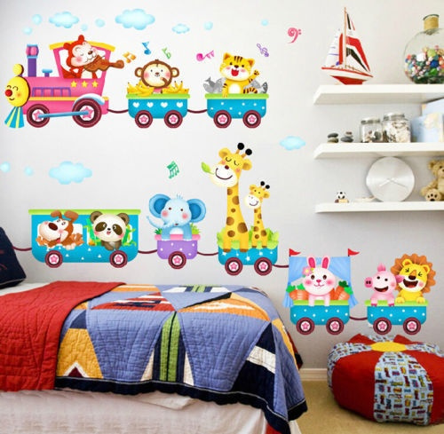 Wall sticker railway for children's rooms with funny animals