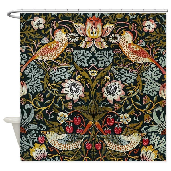 William Morris Strawberry Thief Decorative Fabric Shower Curtain Wish
