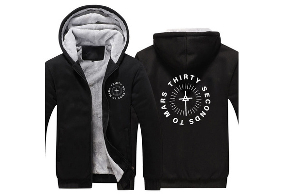 2018 THIRTY SECONDS TO MARS CROSS LOGO Sweatshirt Warm Fleece Thicken Jacket Zipper Coat Hoodies Sweatshirts Jacket Wish