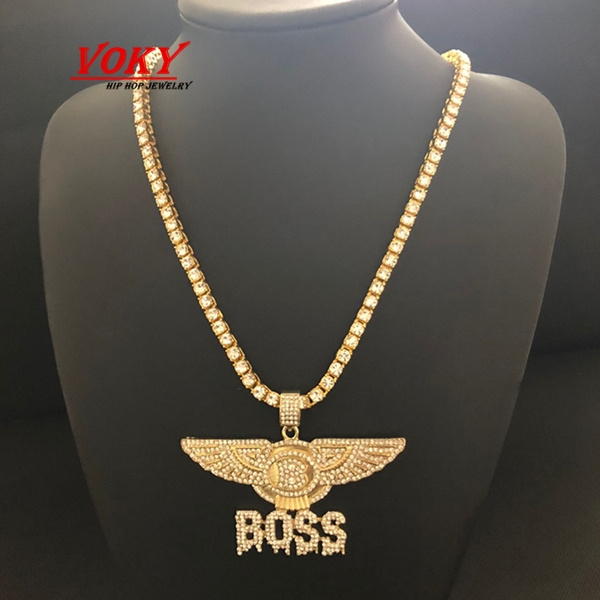 Mens Gold Tone Full Iced Out CZ Hip Hop 